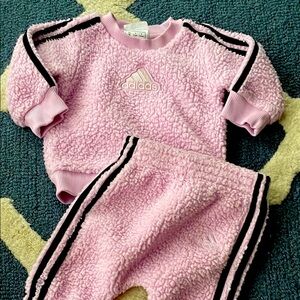 Adidas Kids Pink fuzzy sweatsuit